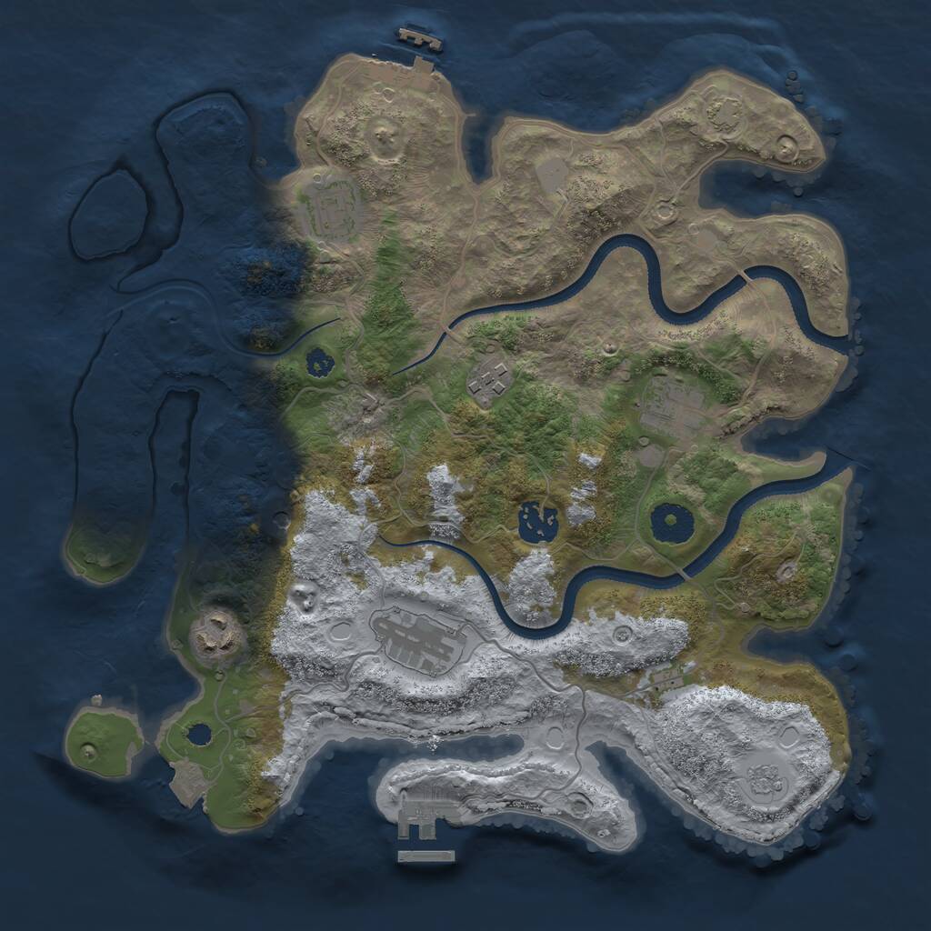 Rust Map: Procedural Map, Size: 3300, Seed: 956762190, 12 Monuments
