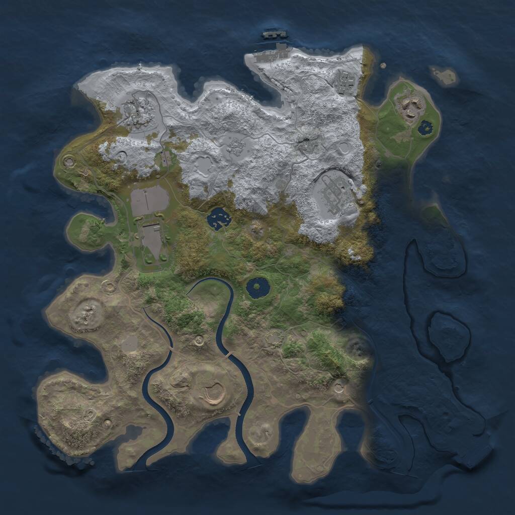 Rust Map: Procedural Map, Size: 3500, Seed: 324534678, 13 Monuments