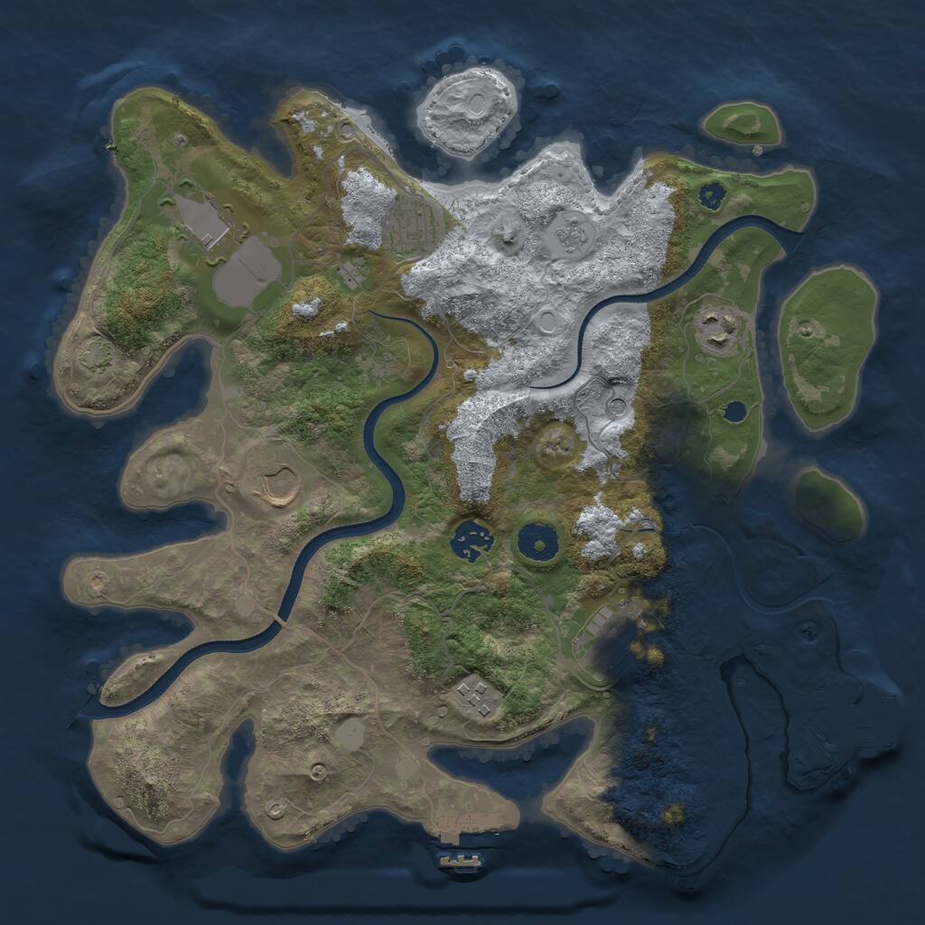 Rust Map: Procedural Map, Size: 3500, Seed: 1100173642, 13 Monuments