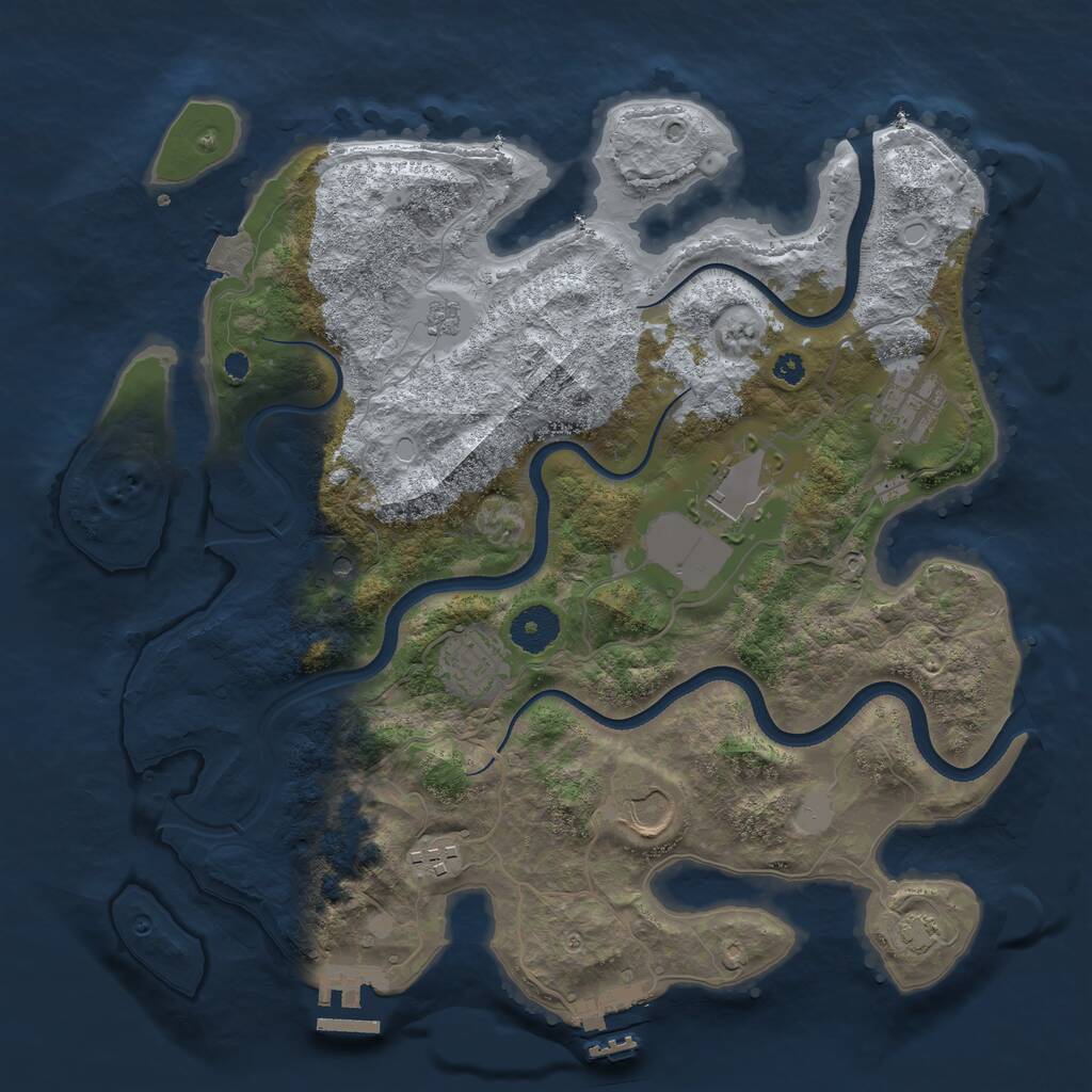Rust Map: Procedural Map, Size: 3500, Seed: 7050214, 11 Monuments