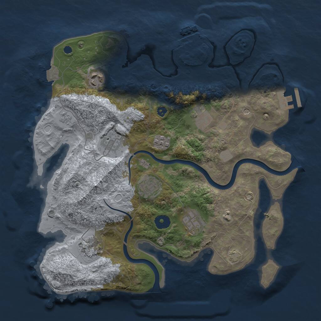 Rust Map: Procedural Map, Size: 3250, Seed: 1249441397, 13 Monuments