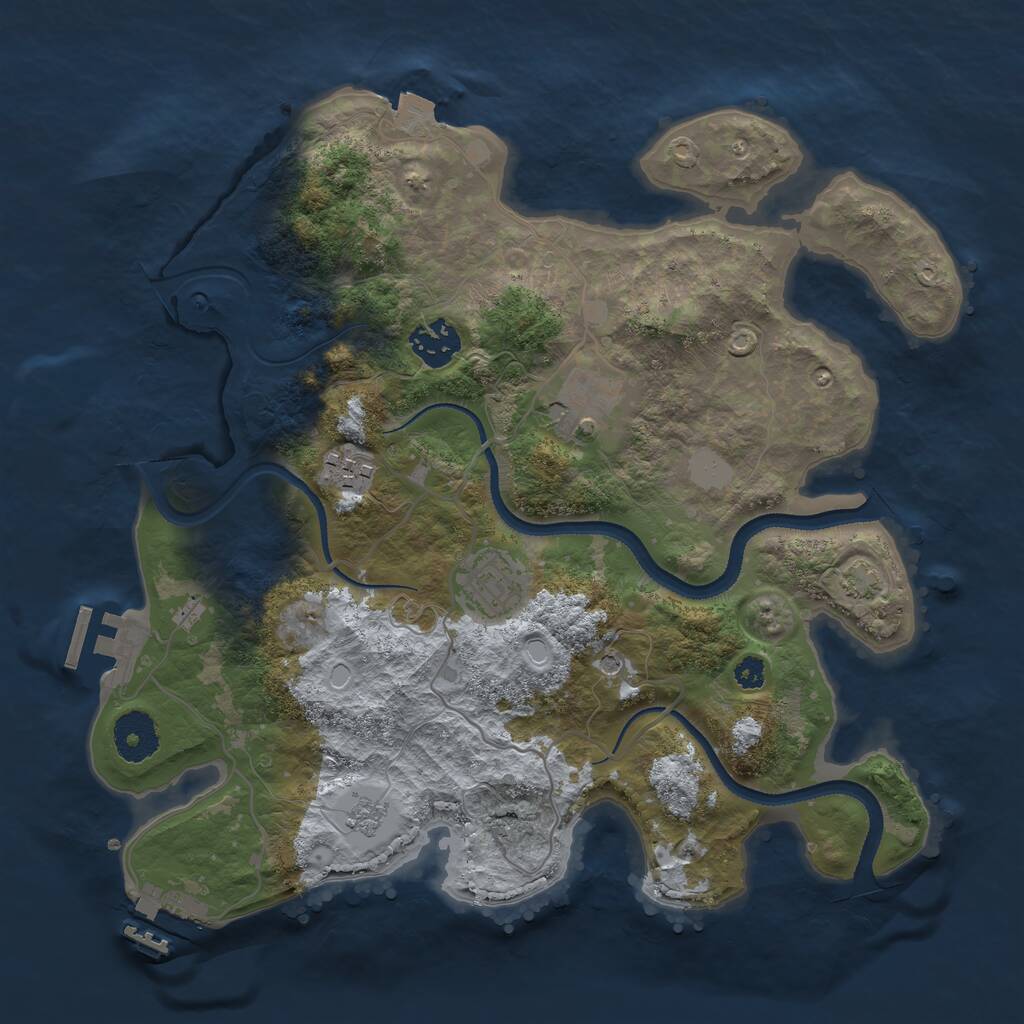 Rust Map: Procedural Map, Size: 3250, Seed: 609669032, 10 Monuments