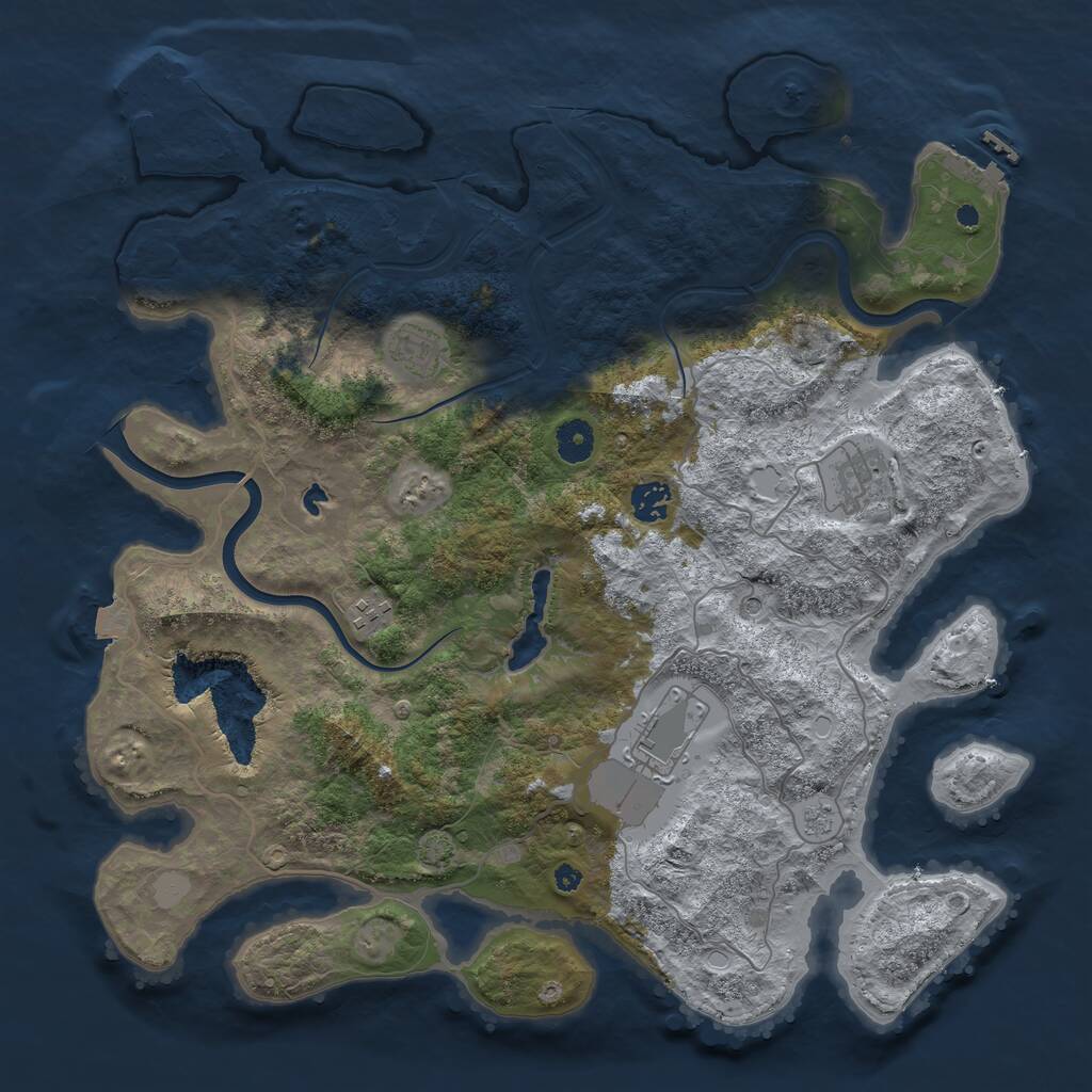 Rust Map: Procedural Map, Size: 4000, Seed: 155423510, 11 Monuments