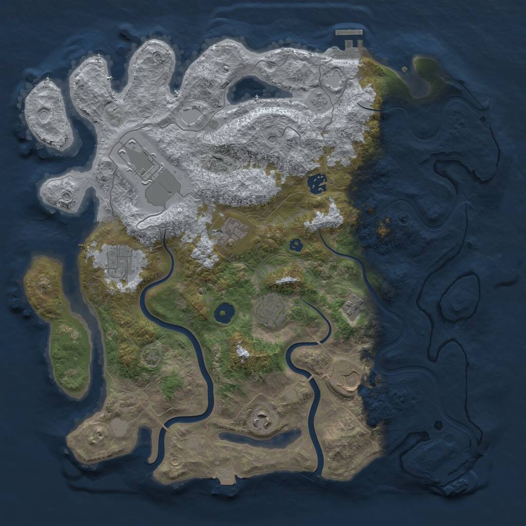 Rust Map: Procedural Map, Size: 3900, Seed: 1882735220, 14 Monuments