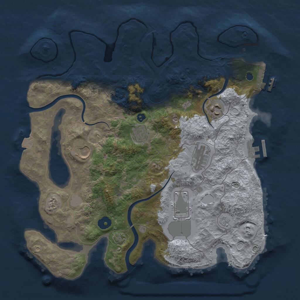 Rust Map: Procedural Map, Size: 3500, Seed: 1983956755, 12 Monuments