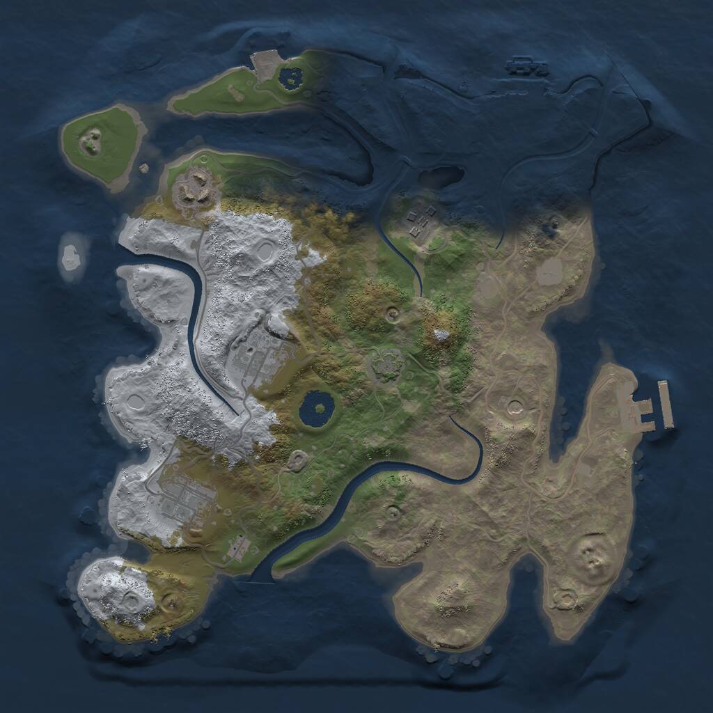 Rust Map: Procedural Map, Size: 3000, Seed: 64979, 9 Monuments