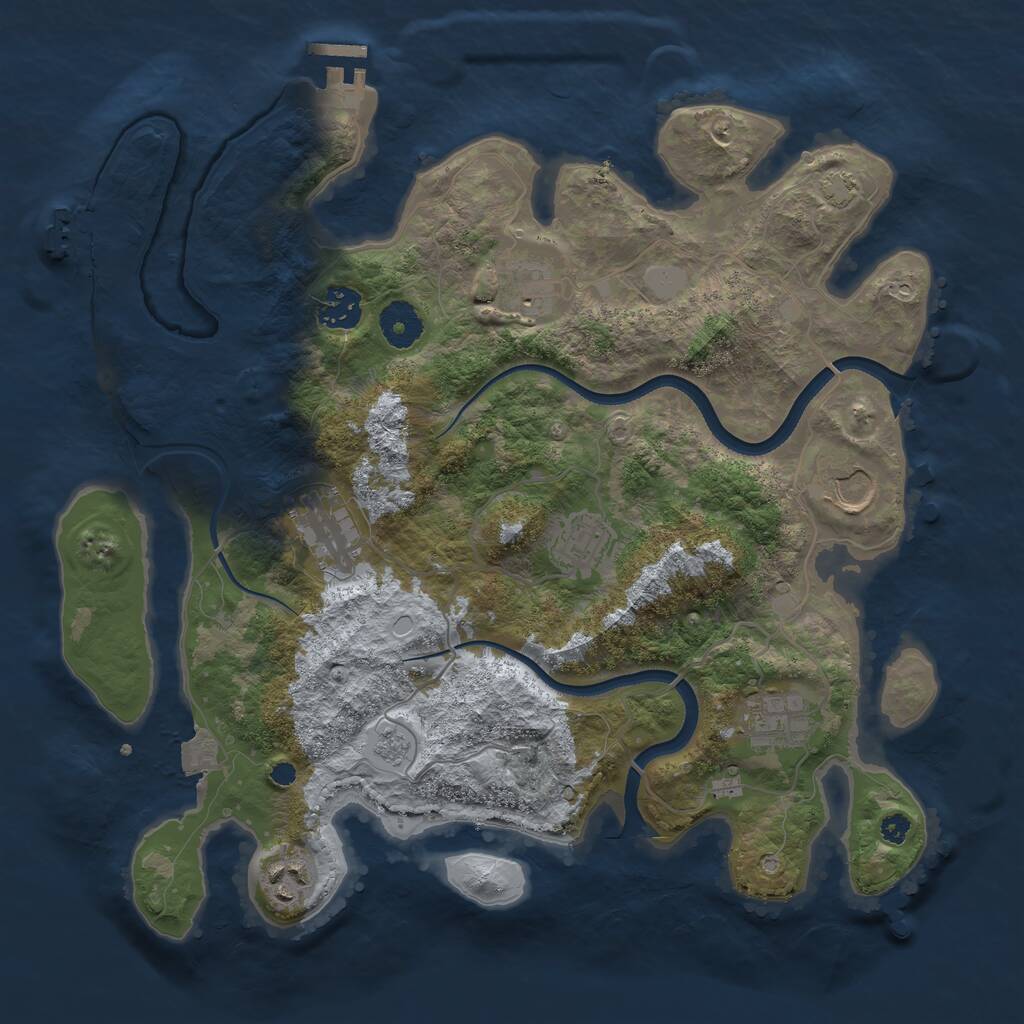 Rust Map: Procedural Map, Size: 3500, Seed: 621339864, 12 Monuments