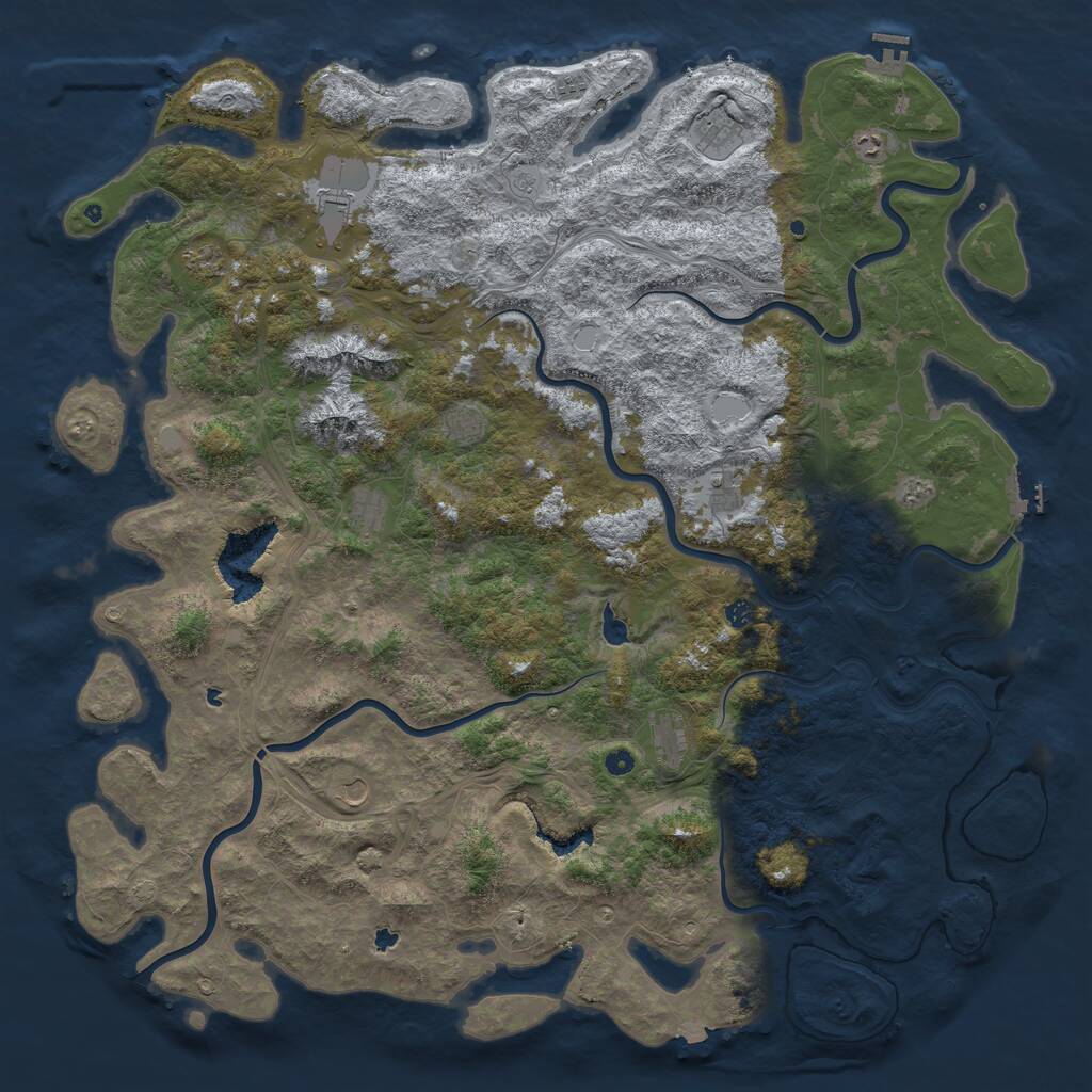 Rust Map: Procedural Map, Size: 6000, Seed: 1134017378, 17 Monuments