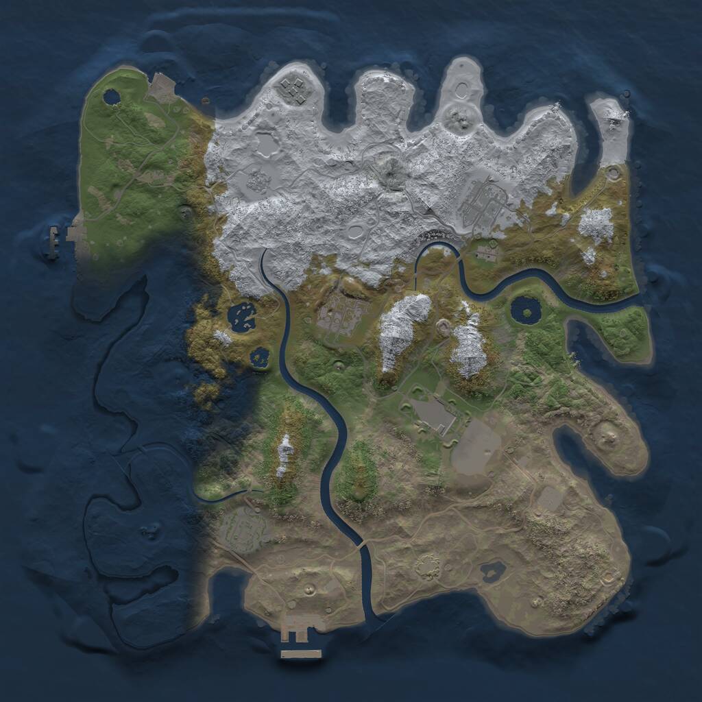 Rust Map: Procedural Map, Size: 3500, Seed: 529577089, 11 Monuments