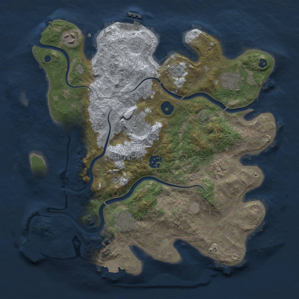 Rust Map: Procedural Map, Size: 3450, Seed: 8934255, 13 Monuments