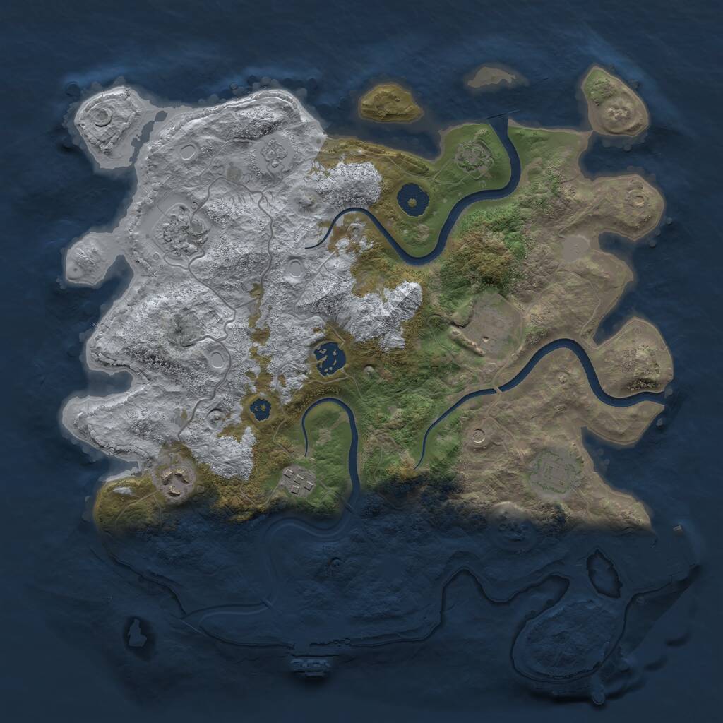 Rust Map: Procedural Map, Size: 3450, Seed: 452521352, 12 Monuments