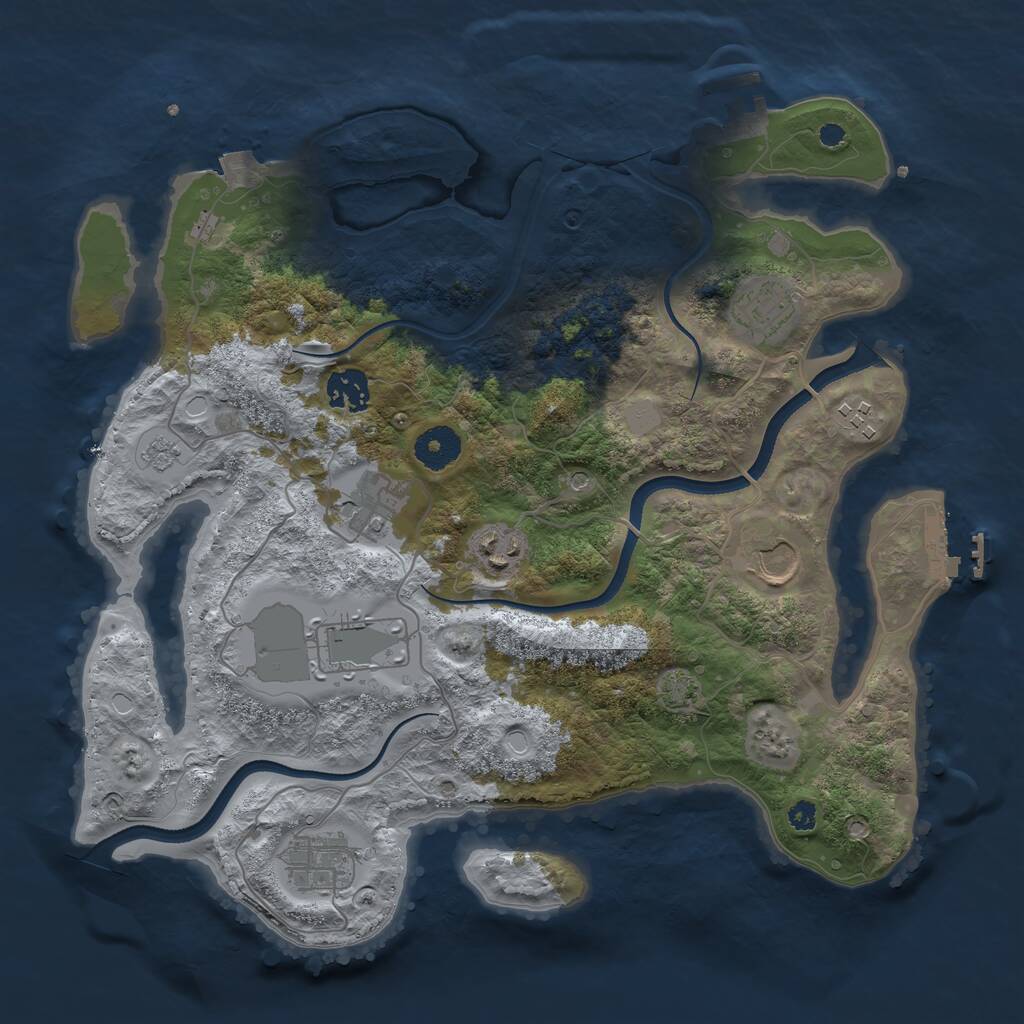 Rust Map: Procedural Map, Size: 3500, Seed: 890385031, 14 Monuments