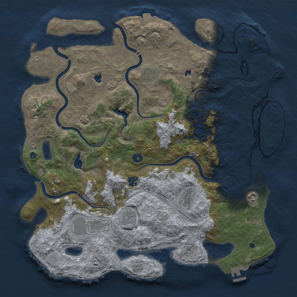 Rust Map: Procedural Map, Size: 4500, Seed: 828404815, 13 Monuments