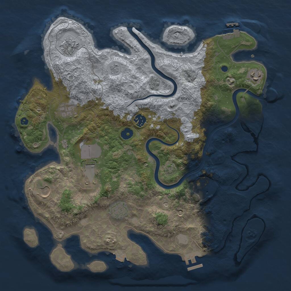 Rust Map: Procedural Map, Size: 3750, Seed: 874061496, 15 Monuments