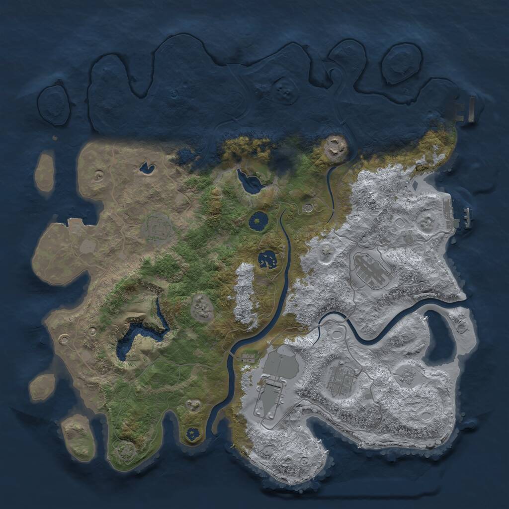 Rust Map: Procedural Map, Size: 4000, Seed: 1166264470, 12 Monuments