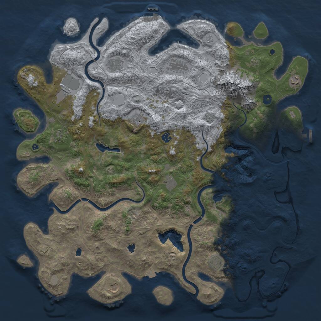 Rust Map: Procedural Map, Size: 5000, Seed: 43561, 17 Monuments