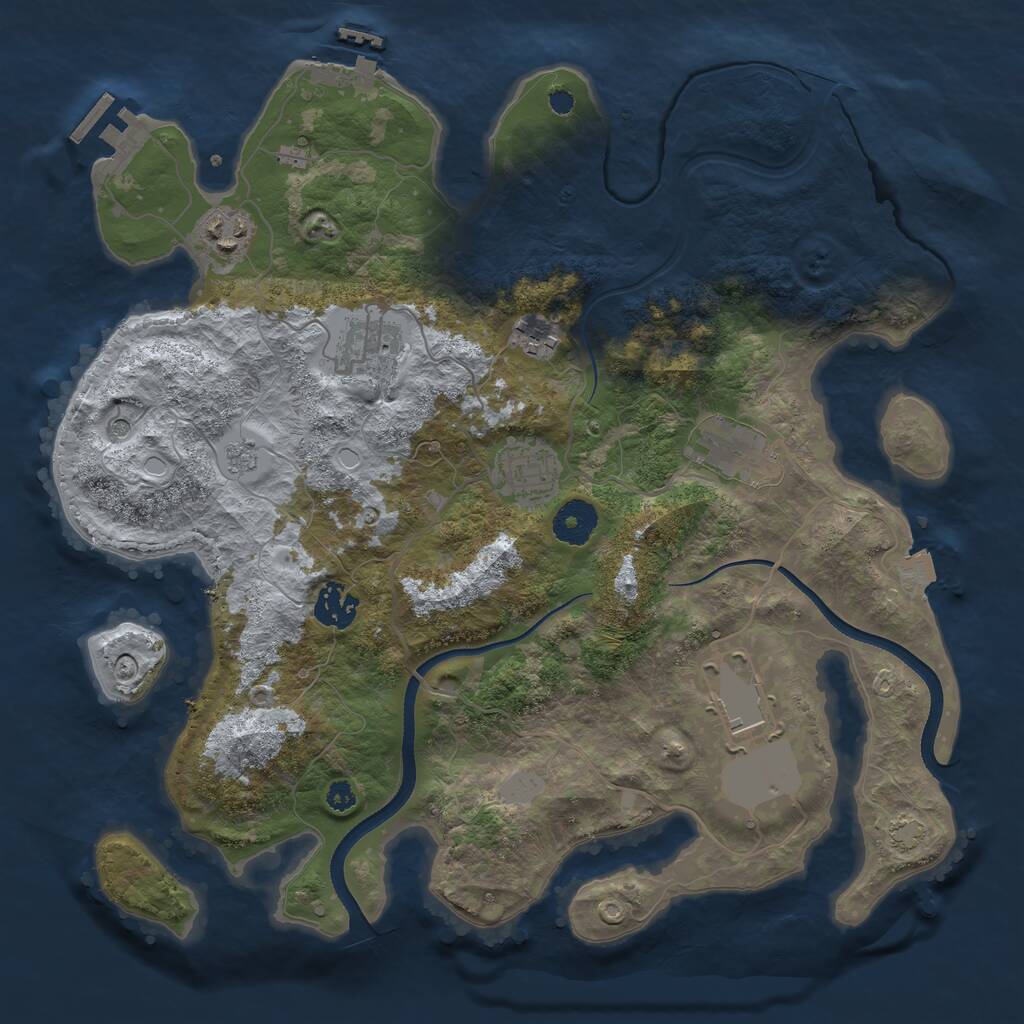 Rust Map: Procedural Map, Size: 3500, Seed: 829670000, 13 Monuments