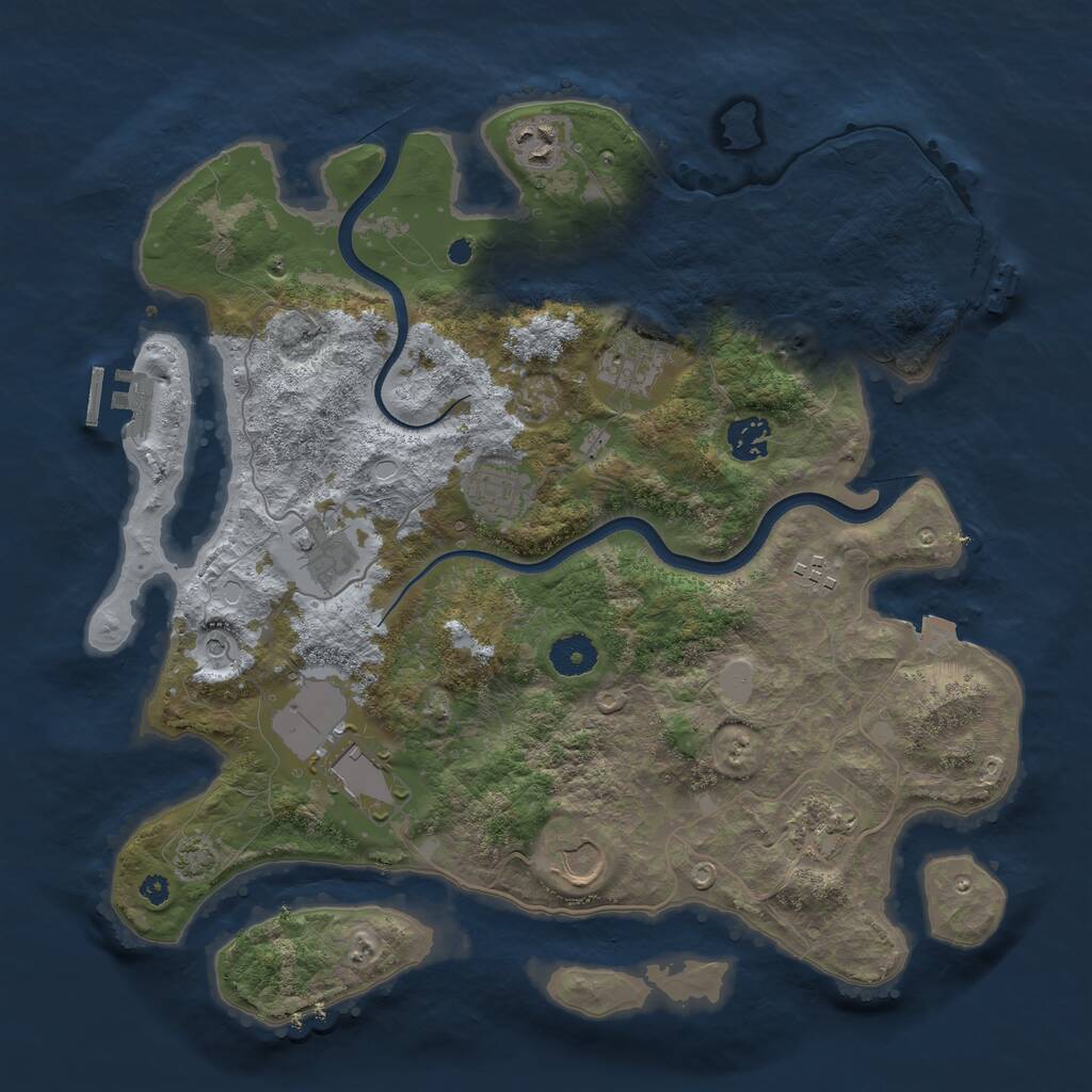 Rust Map: Procedural Map, Size: 3700, Seed: 596074204, 14 Monuments