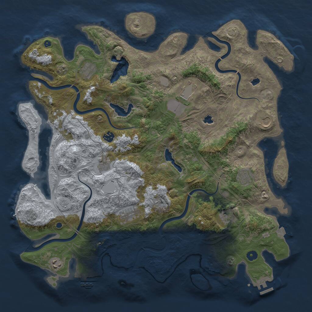 Rust Map: Procedural Map, Size: 4500, Seed: 6335, 16 Monuments