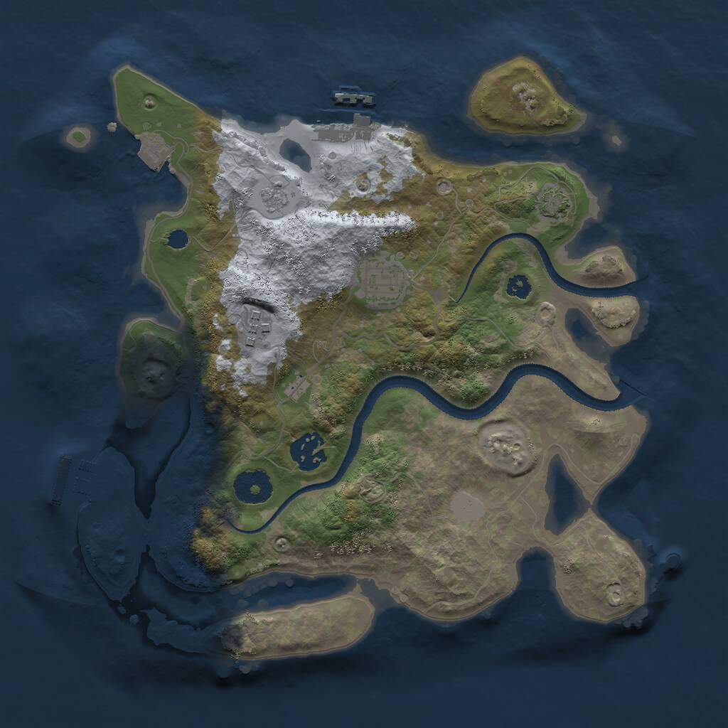 Rust Map: Procedural Map, Size: 3000, Seed: 359044396, 8 Monuments