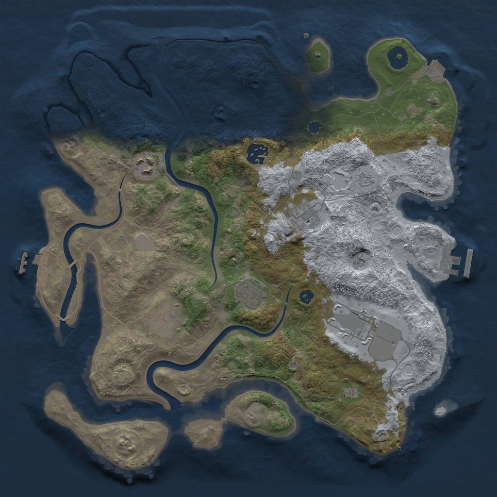 Rust Map: Procedural Map, Size: 3500, Seed: 65052682, 12 Monuments