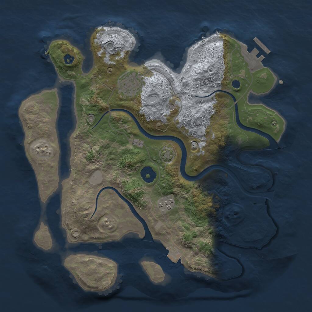 Rust Map: Procedural Map, Size: 3000, Seed: 43542, 6 Monuments