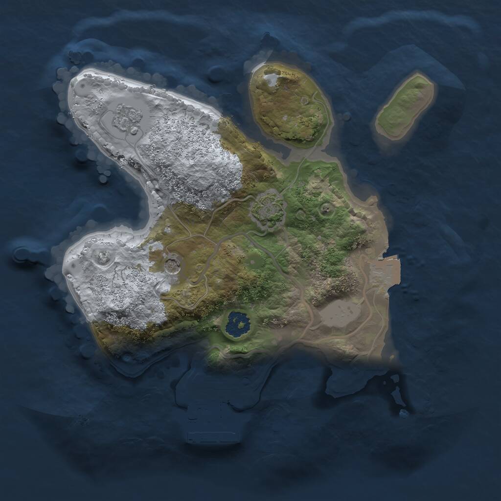 Rust Map: Procedural Map, Size: 2000, Seed: 46378, 5 Monuments