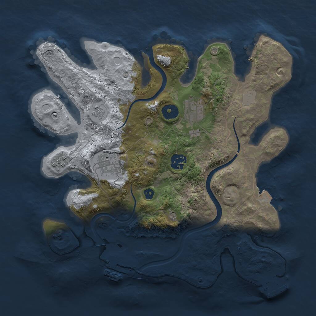 Rust Map: Procedural Map, Size: 3000, Seed: 1681, 9 Monuments