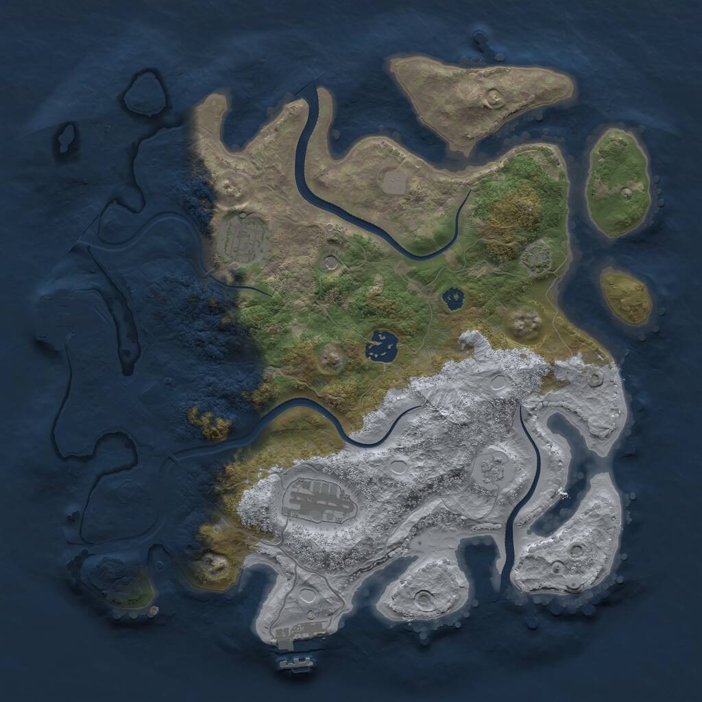Rust Map: Procedural Map, Size: 3250, Seed: 1236157480, 9 Monuments