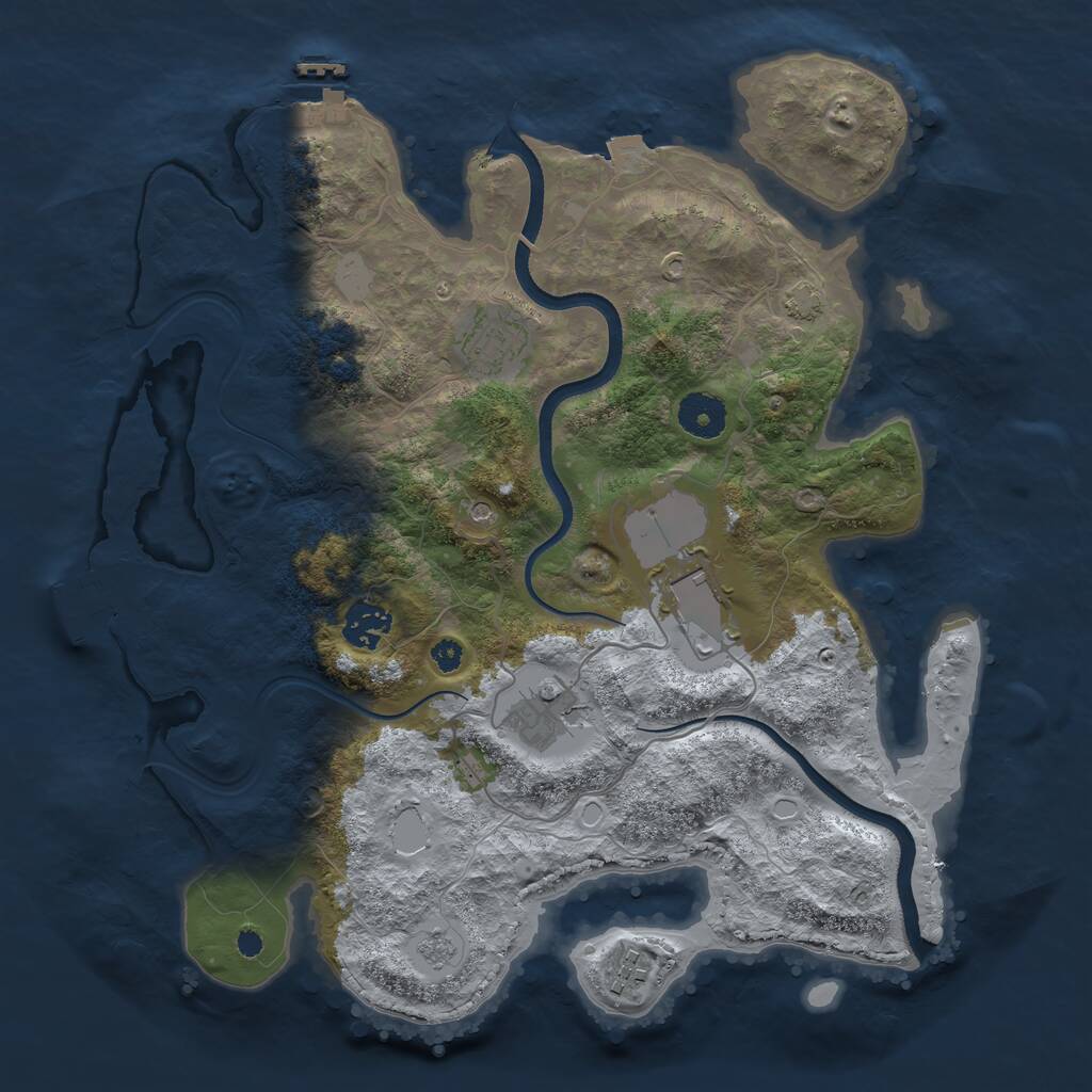 Rust Map: Procedural Map, Size: 3500, Seed: 741141040, 11 Monuments