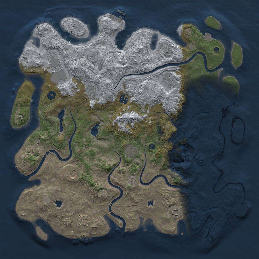 Rust Map: Procedural Map, Size: 4500, Seed: 1851736422, 15 Monuments