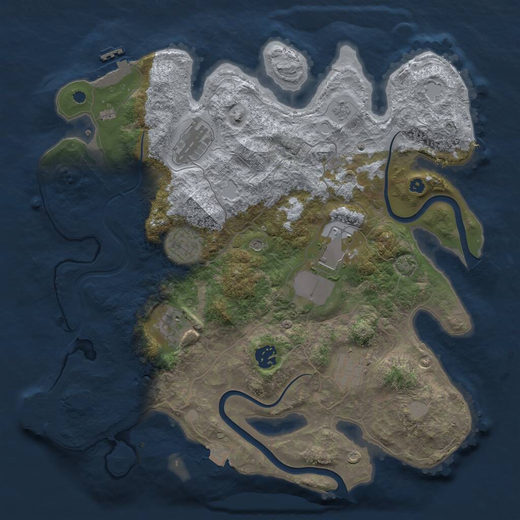 Rust Map: Procedural Map, Size: 3500, Seed: 76951874, 12 Monuments