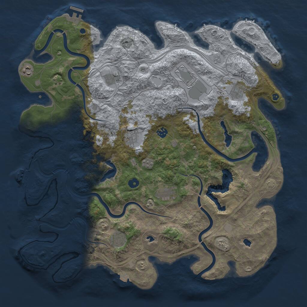 Rust Map: Procedural Map, Size: 4500, Seed: 1154252457, 15 Monuments