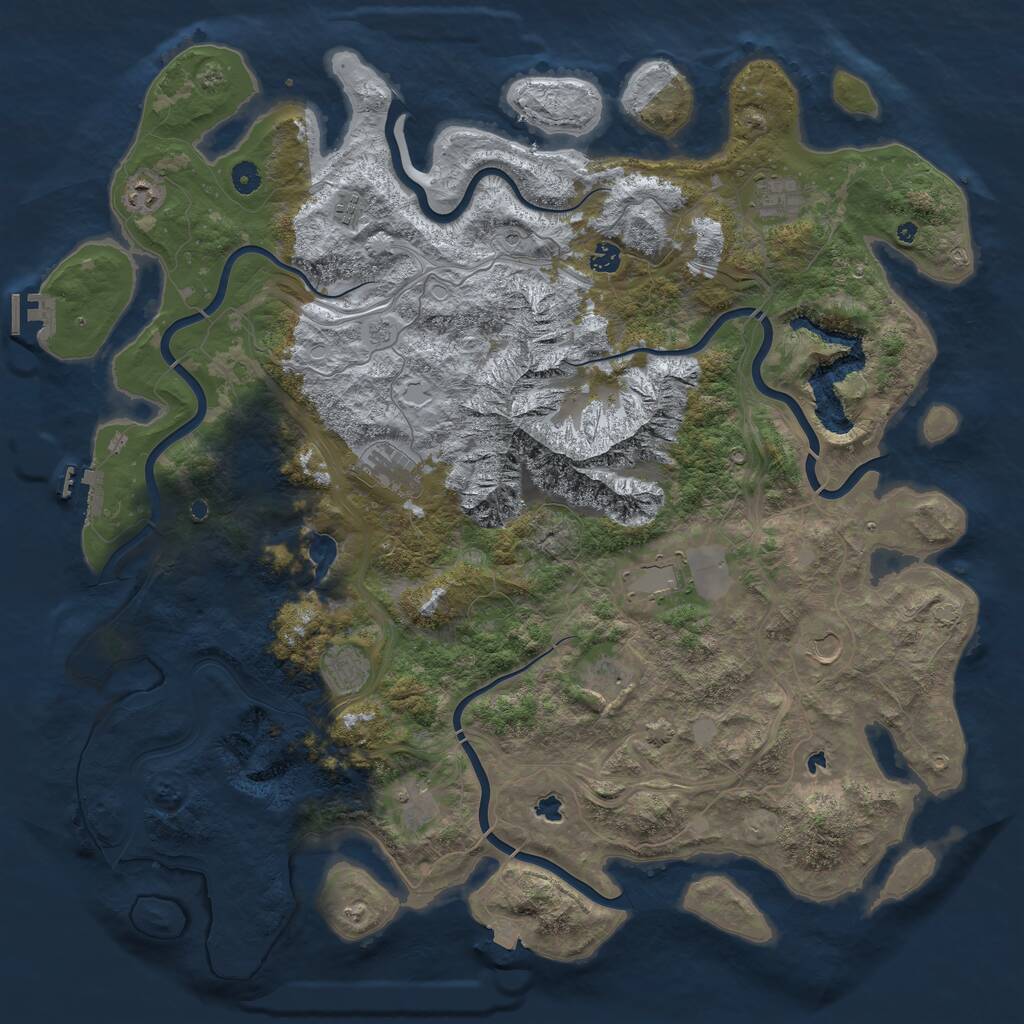 Rust Map: Procedural Map, Size: 5000, Seed: 1595496758, 16 Monuments
