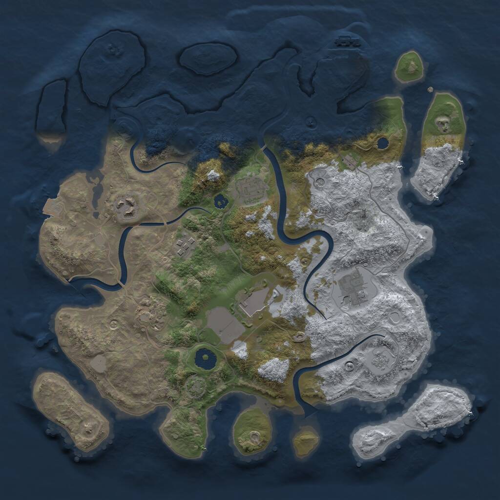 Rust Map: Procedural Map, Size: 3500, Seed: 156004765, 11 Monuments