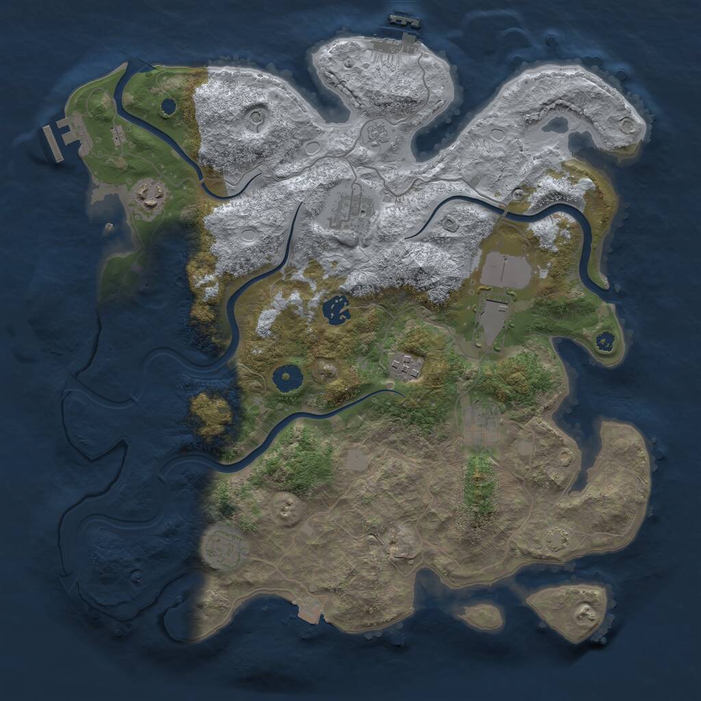 Rust Map: Procedural Map, Size: 3700, Seed: 1725740619, 13 Monuments