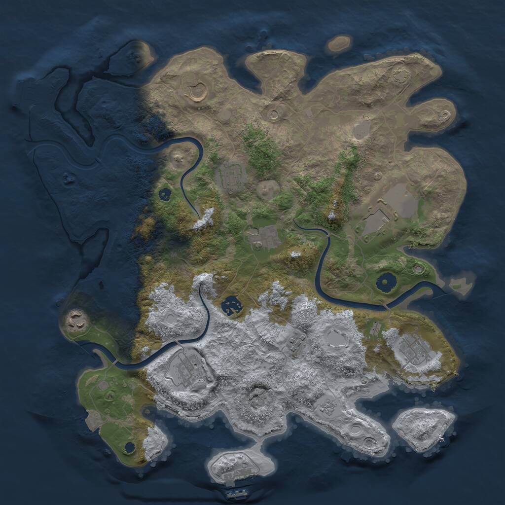 Rust Map: Procedural Map, Size: 3900, Seed: 1129230009, 15 Monuments