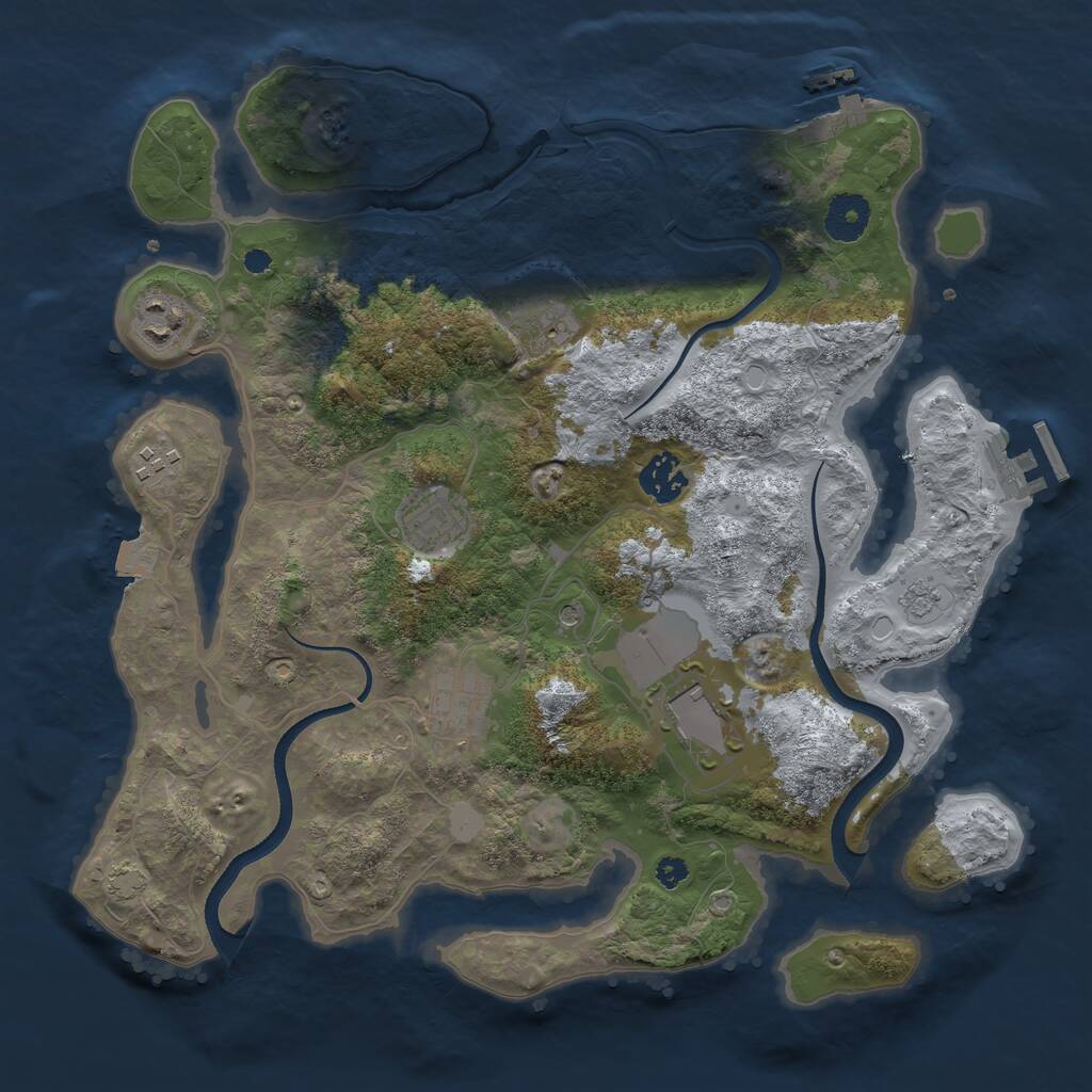 Rust Map: Procedural Map, Size: 3500, Seed: 518722127, 13 Monuments