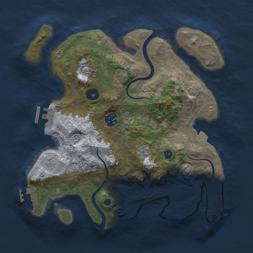 Rust Map: Procedural Map, Size: 3000, Seed: 28997746, 9 Monuments