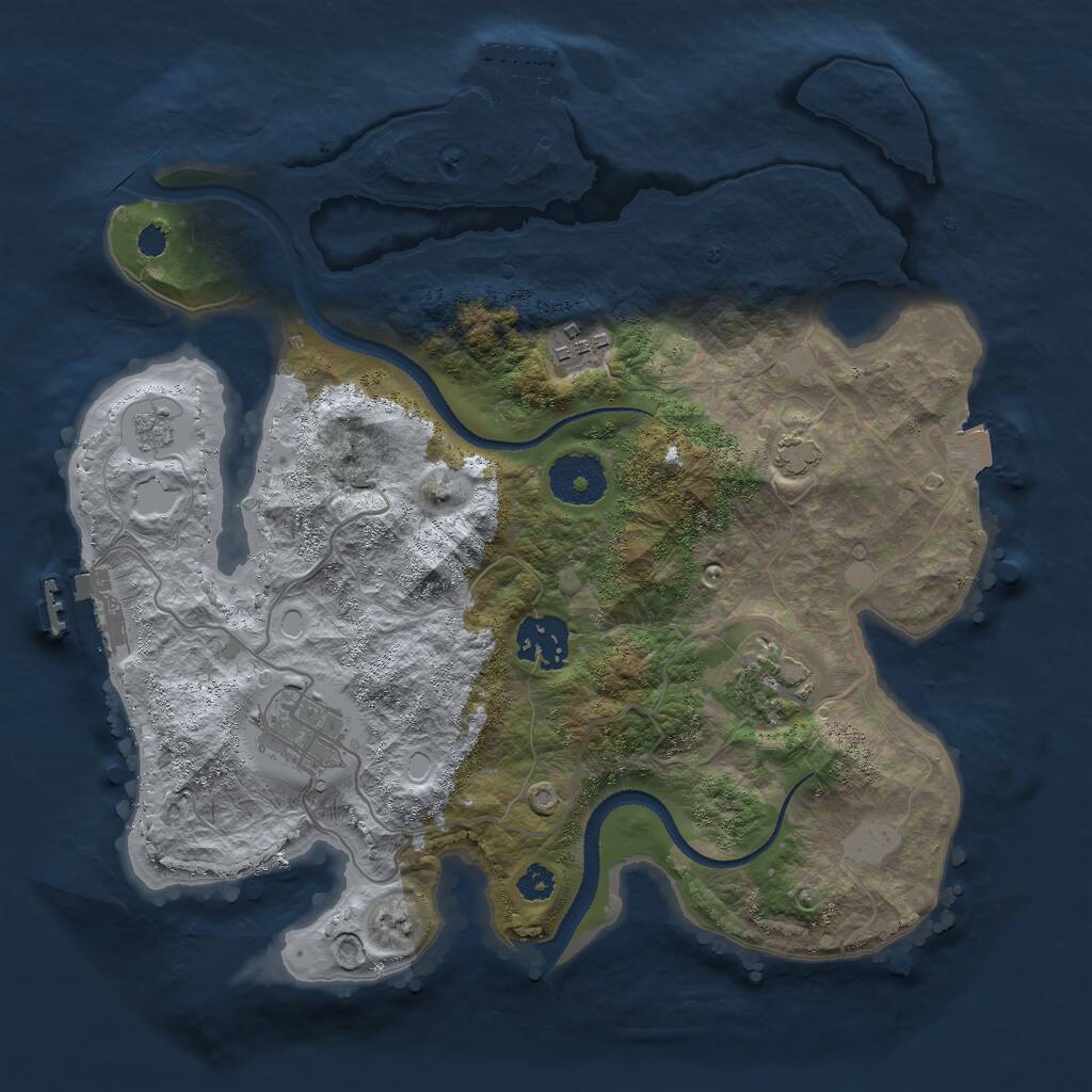 Rust Map: Procedural Map, Size: 3000, Seed: 12588, 9 Monuments