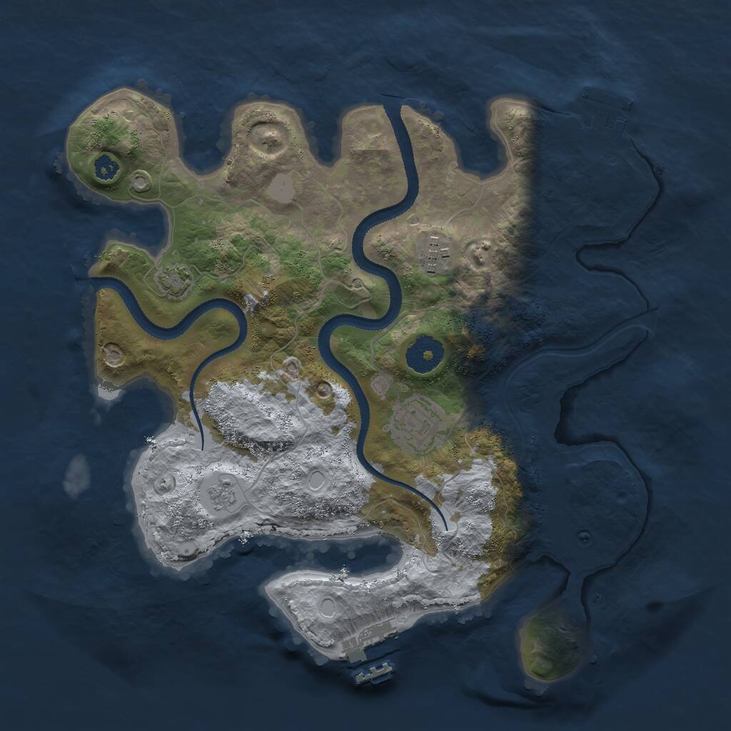 Rust Map: Procedural Map, Size: 3000, Seed: 1493879775, 7 Monuments