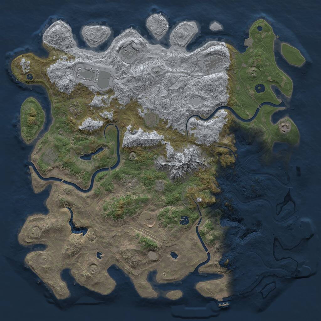 Rust Map: Procedural Map, Size: 5000, Seed: 7234329, 16 Monuments