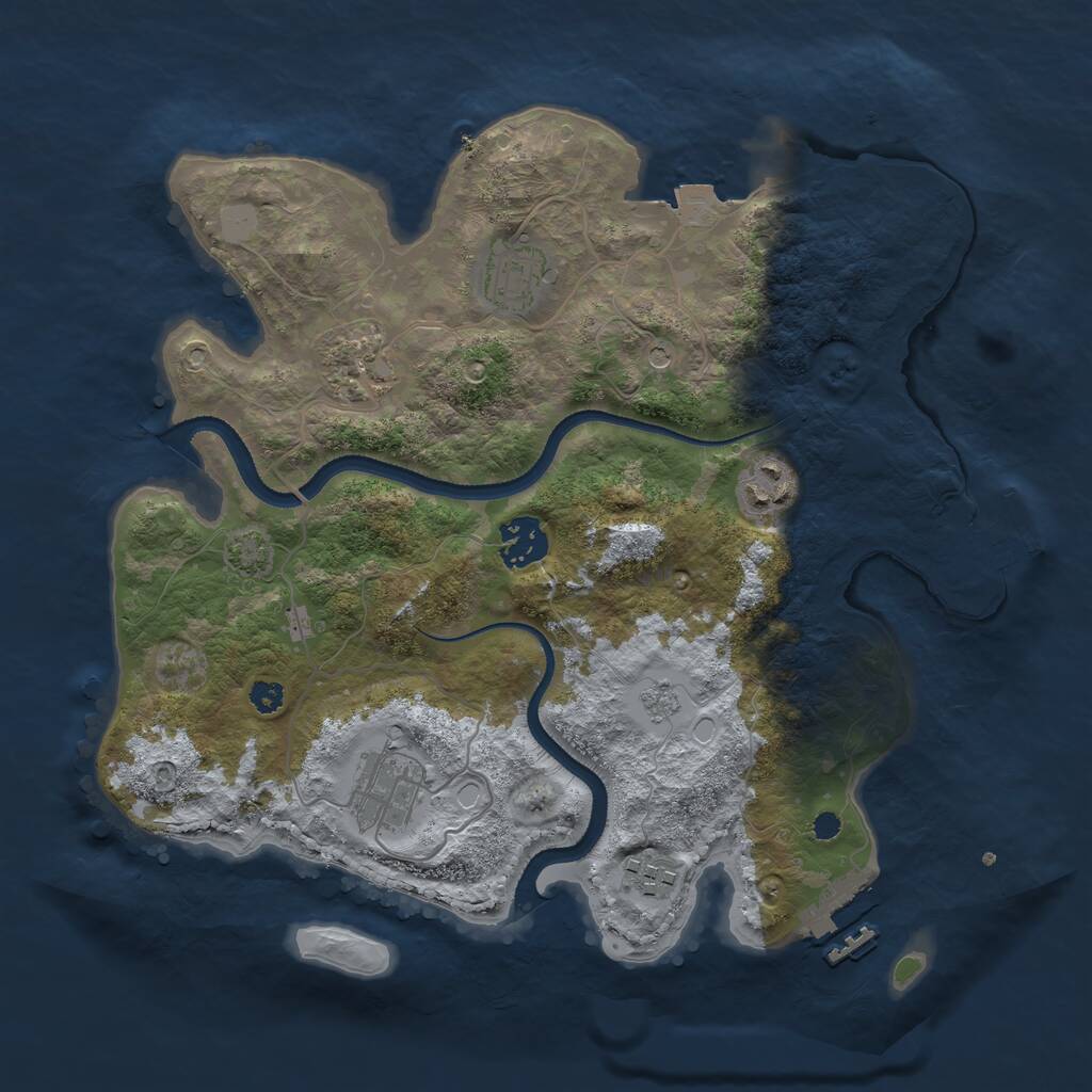 Rust Map: Procedural Map, Size: 3250, Seed: 822955853, 12 Monuments