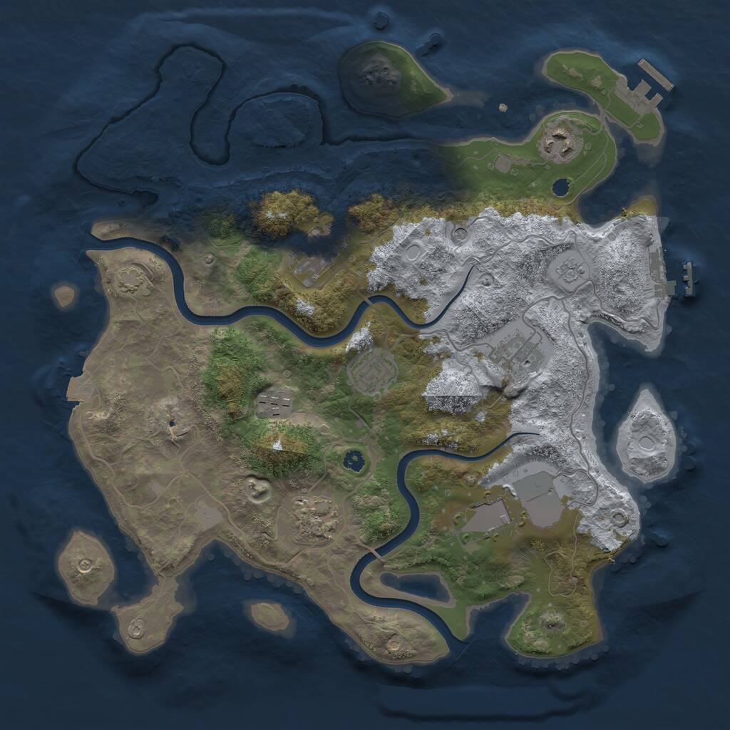 Rust Map: Procedural Map, Size: 3500, Seed: 48887584, 13 Monuments