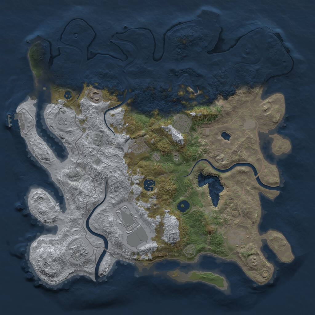 Rust Map: Procedural Map, Size: 4000, Seed: 1260935417, 14 Monuments