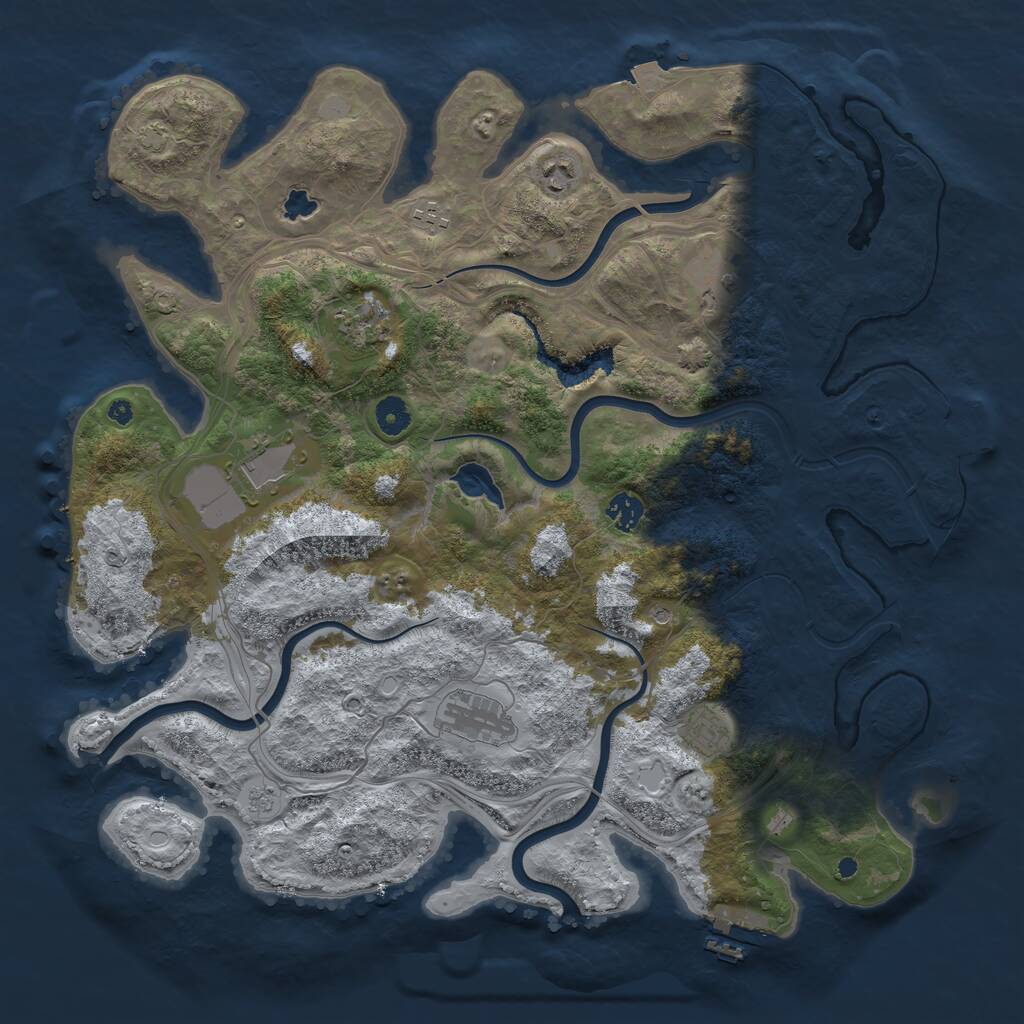 Rust Map: Procedural Map, Size: 4250, Seed: 739681830, 14 Monuments