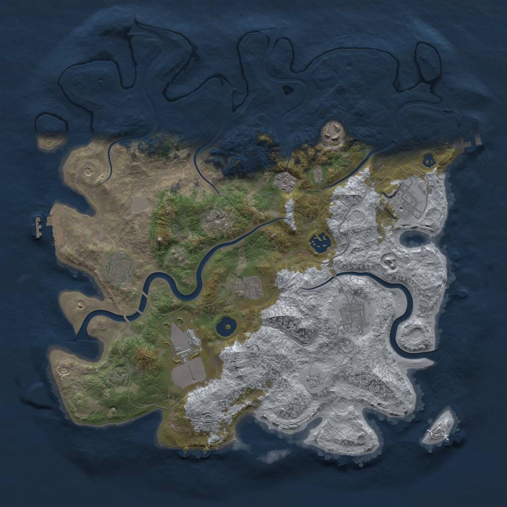 Rust Map: Procedural Map, Size: 3850, Seed: 1833246058, 14 Monuments
