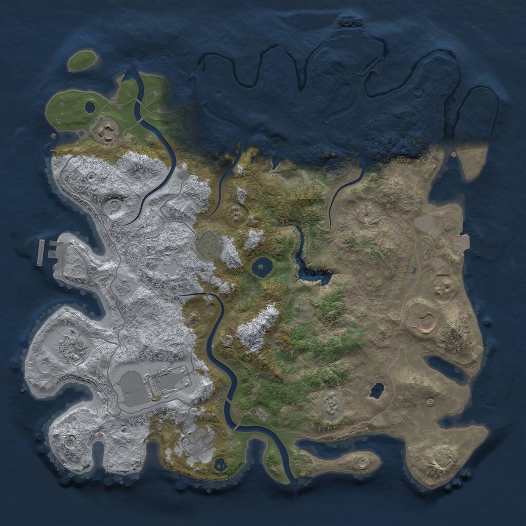 Rust Map: Procedural Map, Size: 4000, Seed: 645801455, 13 Monuments