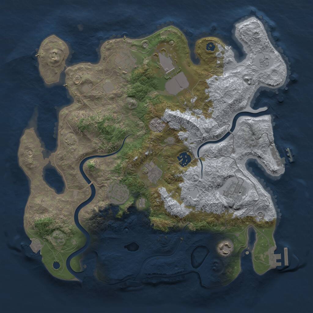 Rust Map: Procedural Map, Size: 3500, Seed: 756491256, 14 Monuments