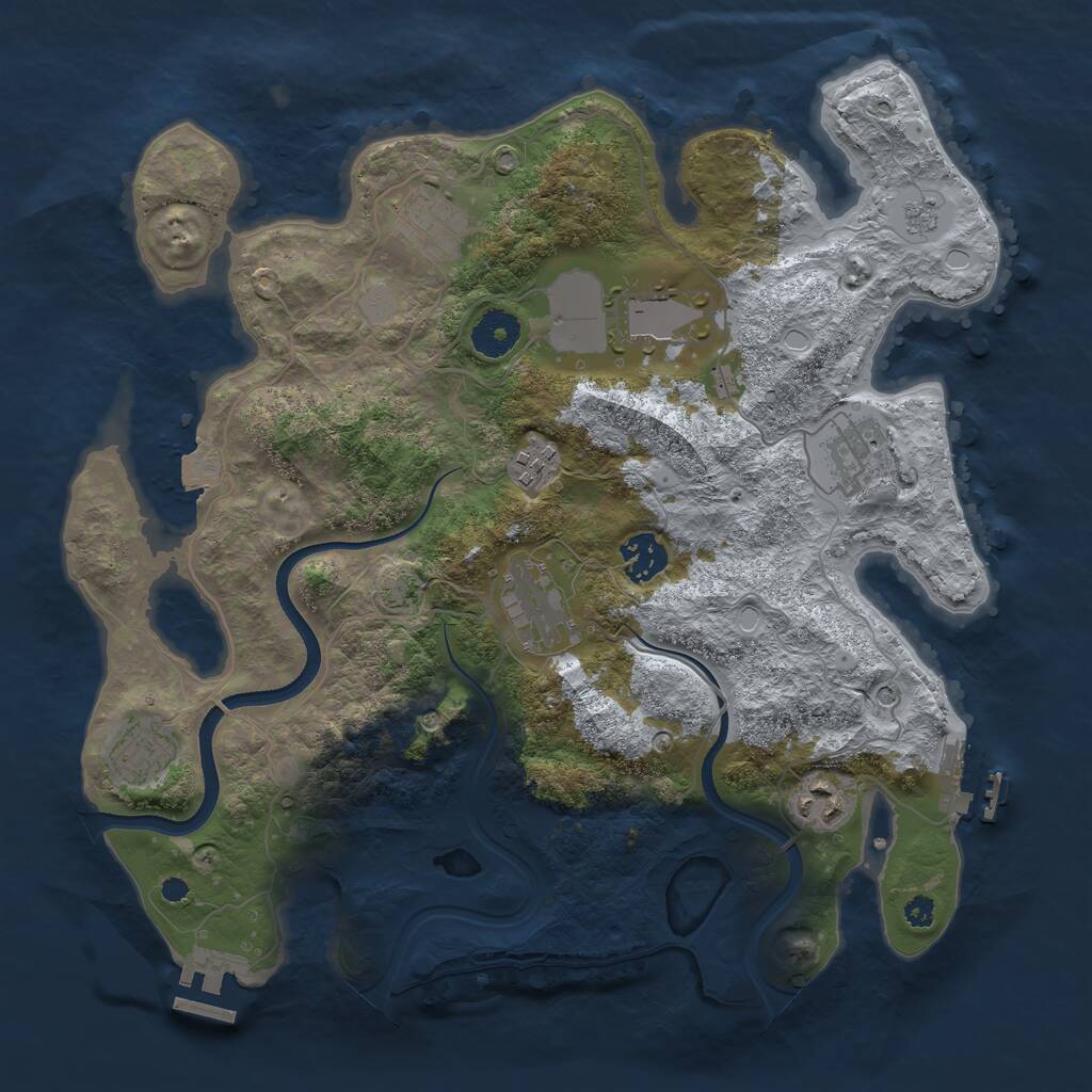 Rust Map: Procedural Map, Size: 3500, Seed: 756491256, 14 Monuments